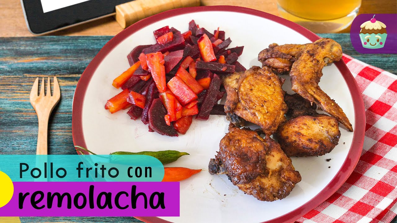 POLLO FRITO sin harina CON ENSALADA DE REMOLACHA