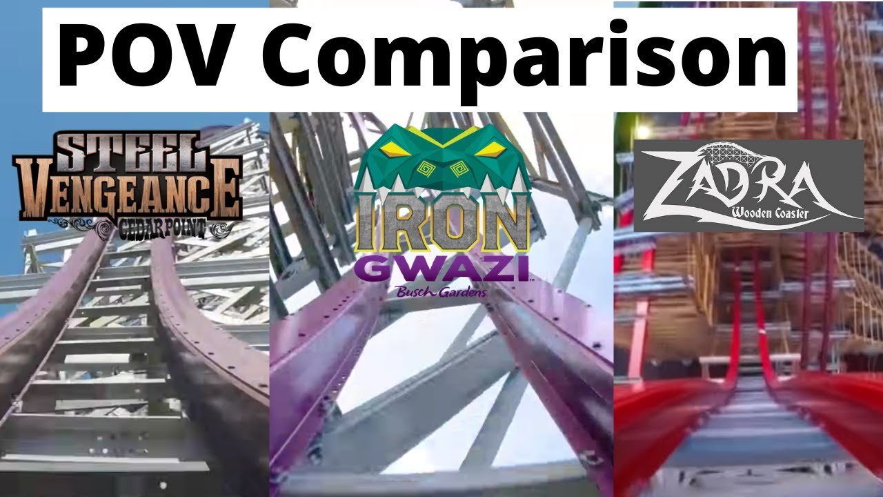 Steel Vengeance vs. Iron Gwazi vs. Zadra POV Comparison - RMC Hyper-Hybrids