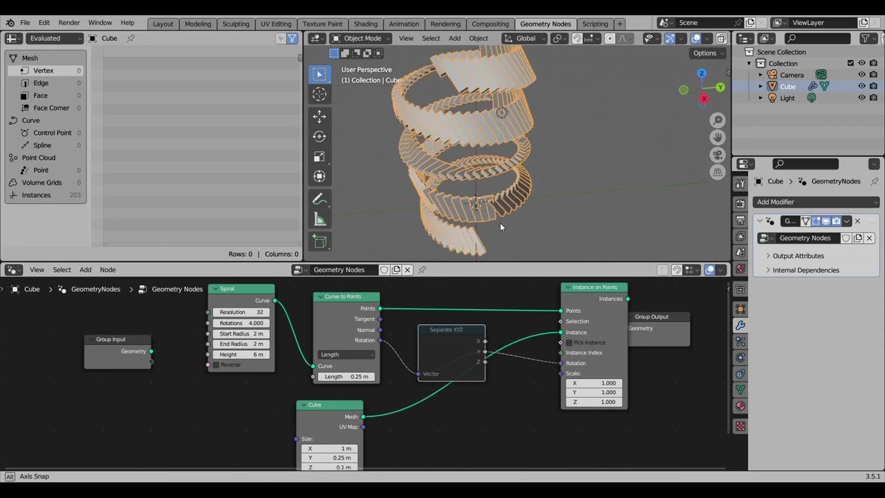 Easily create Spiral Staircase with Geometry Nodes in Blender 3.5