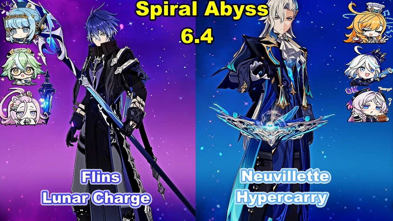 (6.4) C0 Flins Lunar Charge & C0 Neuvillette Hypercarry Spiral Abyss Floor 12 Full Star