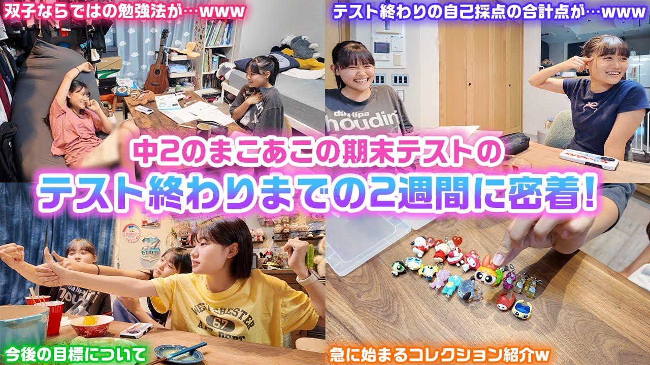 前回のテストの点数が低すぎたので、色々とやり方を変えて点数はどうなる&hellip;？中学2年生の双子の期末テストのテスト期間中～テスト終わりまでの2週間に密着してみた結果&hellip;