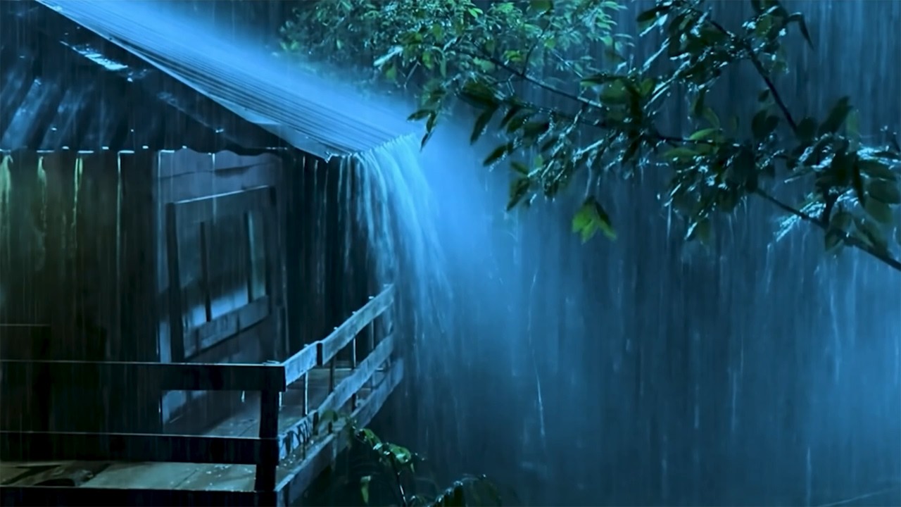 Instant Sleep in 3 Minutes | Powerful Rain and Thunder Crashing on a Thin Tin Roof at Night