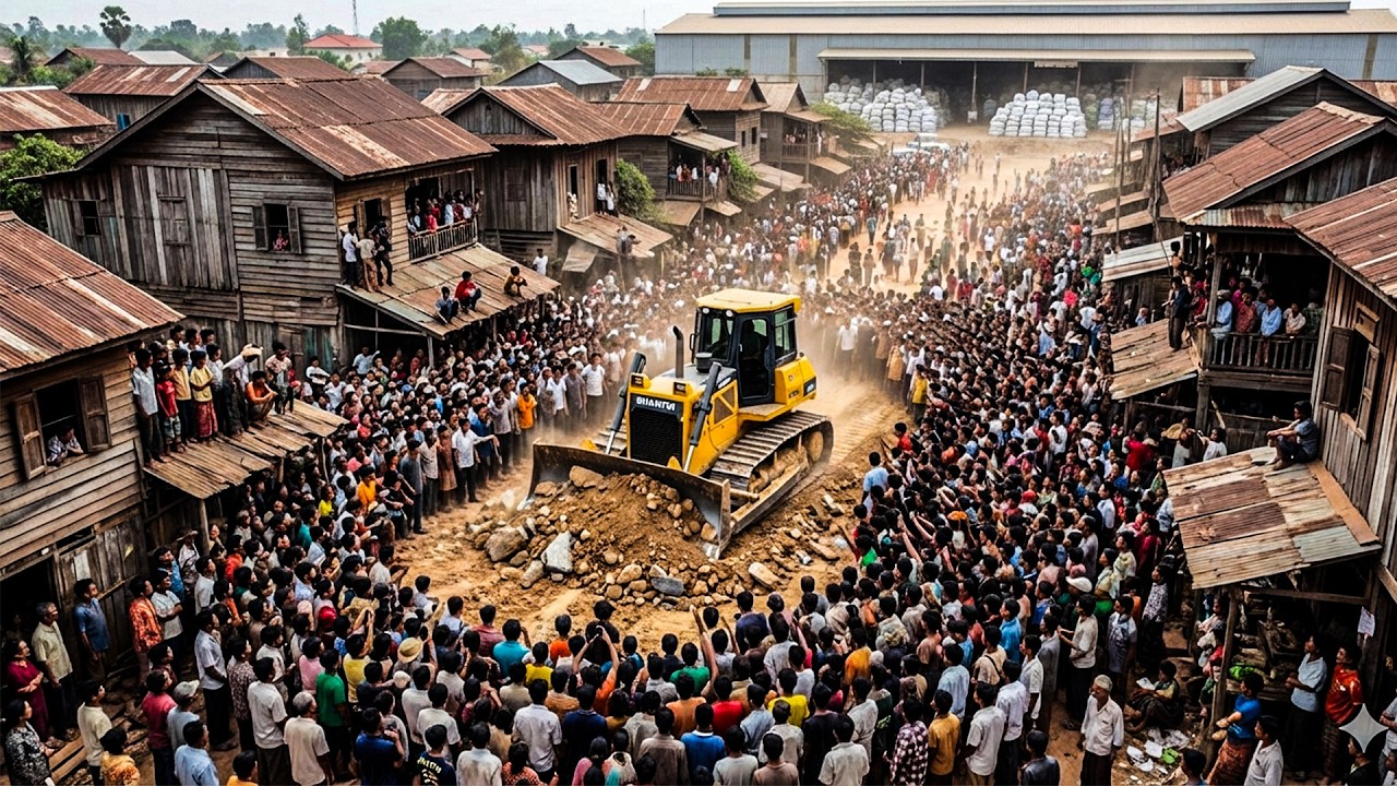 Nice bulldozer with great skill pushing and filling with soil