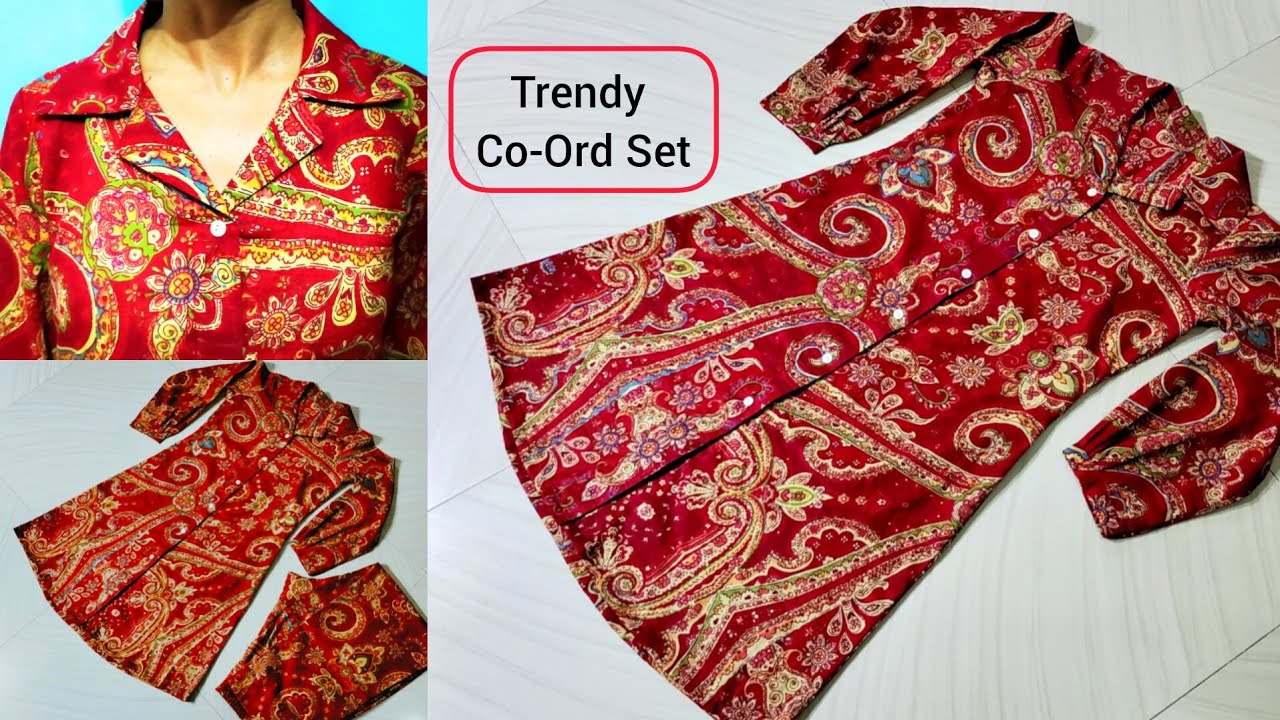 Very Easy Trendy Co-ord Set Cutting And Stitching / Ladies Shirt /Coat Collar Cord set Design
