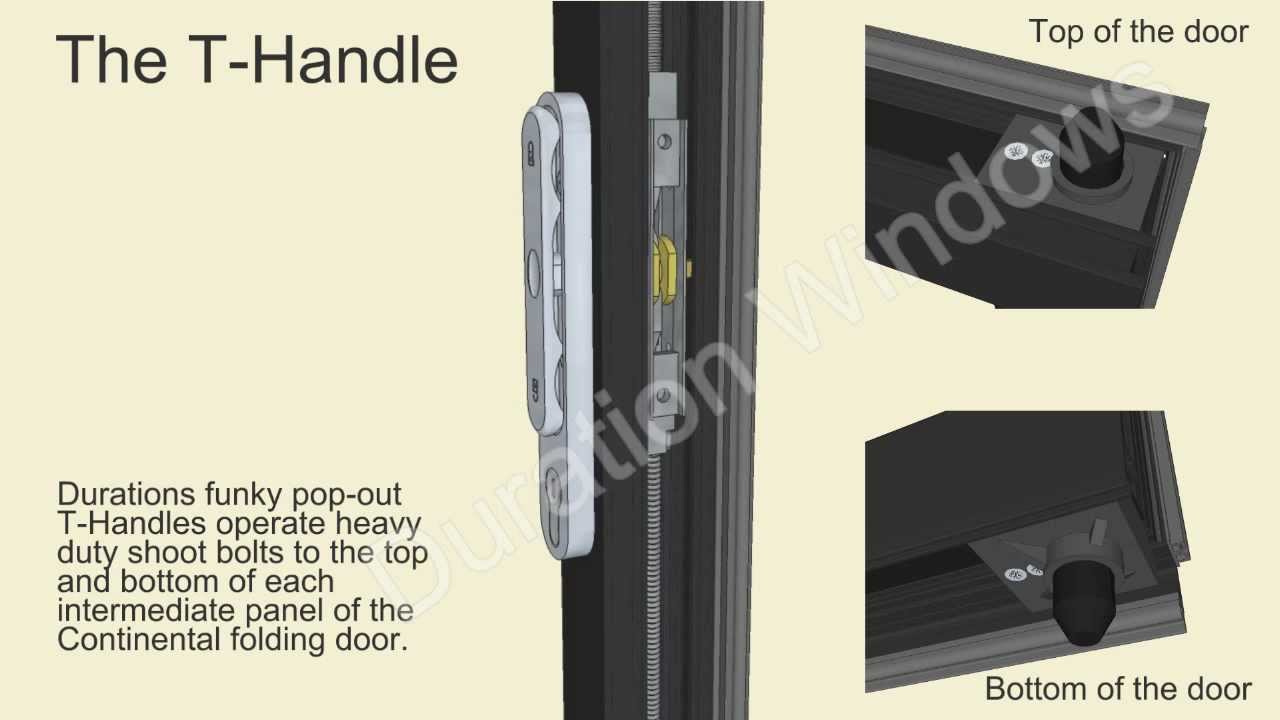 Pop-out T-Handle used on our Continental Bifolding Door