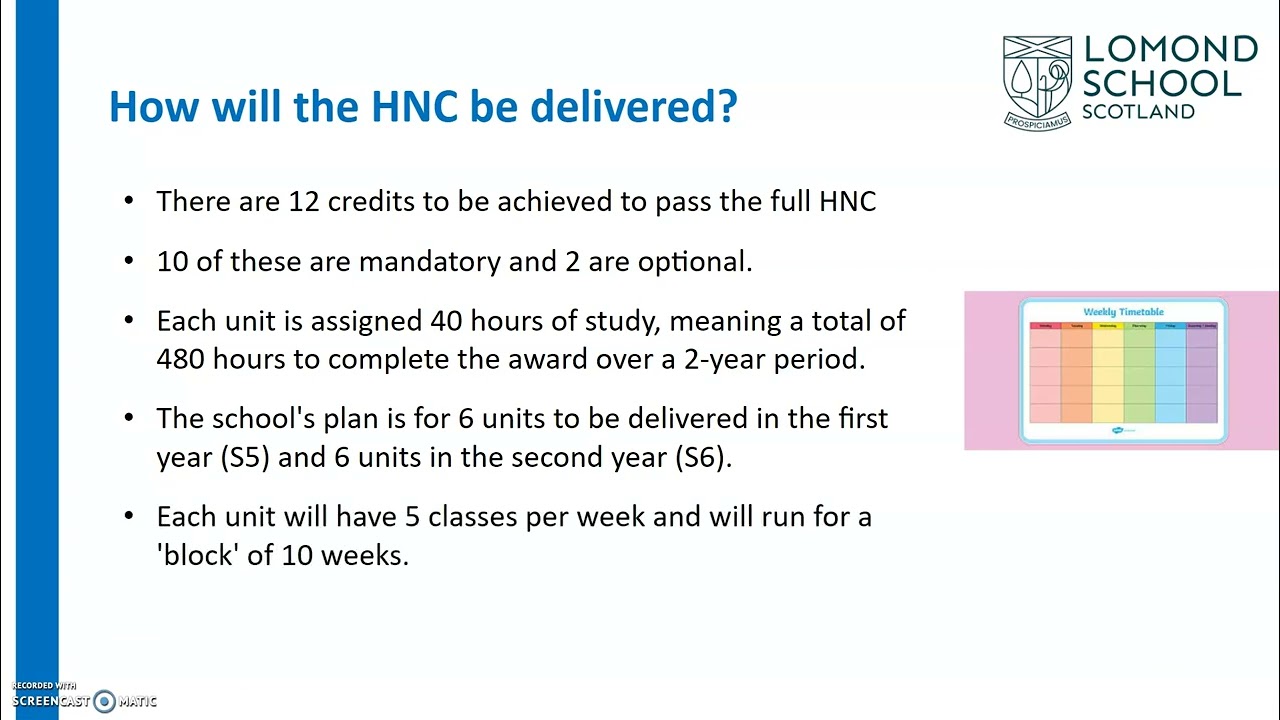 HNC Business in Lomond School explained