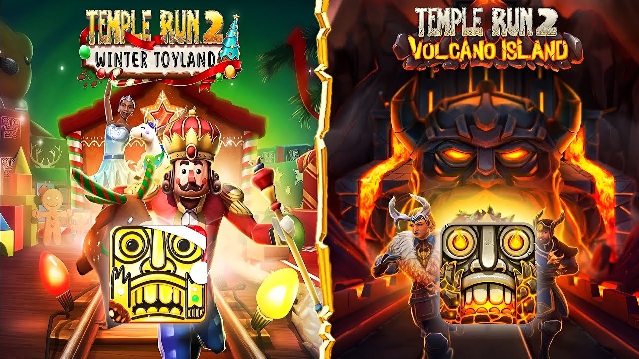 Temple Run 2 Winter Toyland Vs Volcano Island||Technical Shivom
