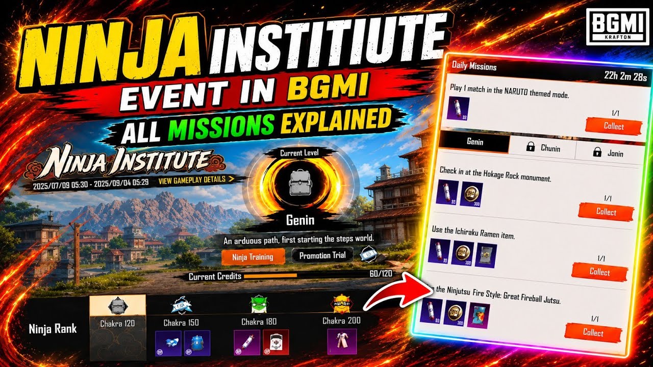 HOW TO COMPLETE🔥ALL CHUNIN MISSIONS IN BGMI | NINJA INSTITUTE Promotion🥶Trial Mission | Chunin Rank