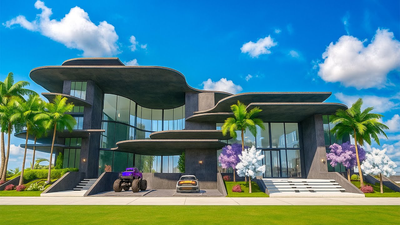 🌴 INSANE Ultra Modern Mansion Build (Level 30) | Luxury House Tour + Supercars | 4K Build