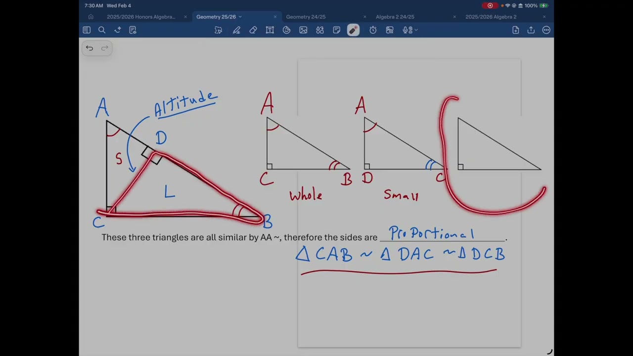Similarity in Right Triangles (Geometric Mean)