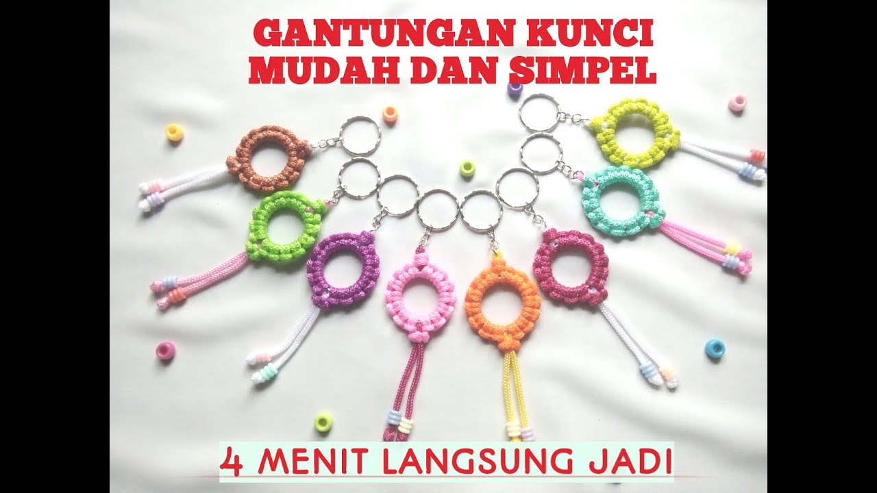 TUTORIAL GANTUNGAN KUNCI BUNGA DARI TALI KUR /TUTORIAL FLOWER KEYCHAIN