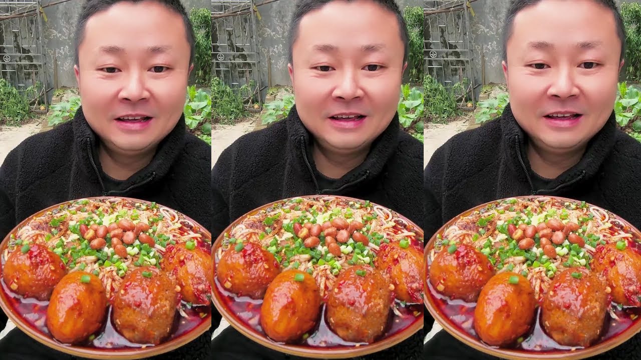 Eating with Axing | Satisfying Eating Spicy Noodles with Meatballs Home Cooked Food Show