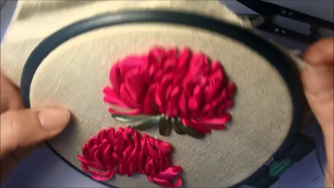 Астра вышитая атласными лентами / Astra embroidered satin ribbons