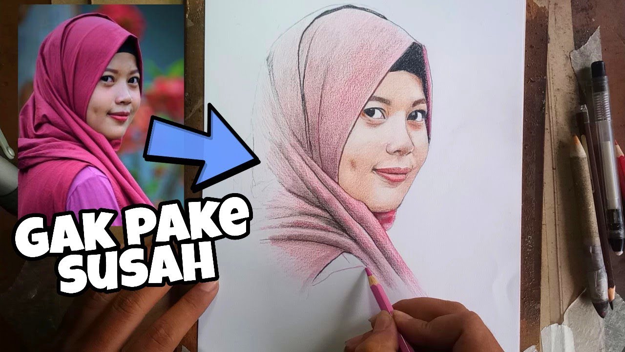 WOW.!! Menggambar wajah dengan pensil warna sangat mudah