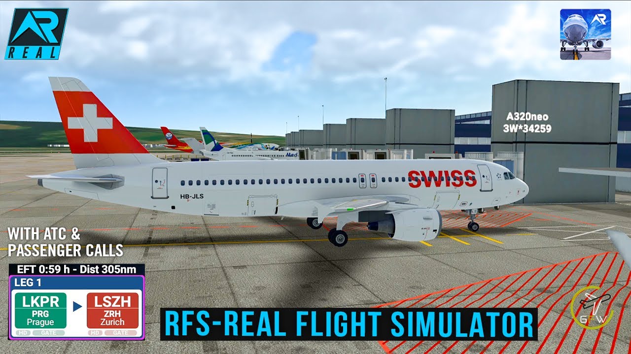 RFS - Real Flight Simulator -Prague to Zurich||Full Flight||A320||SwissAirline|FullHD||RealRoute