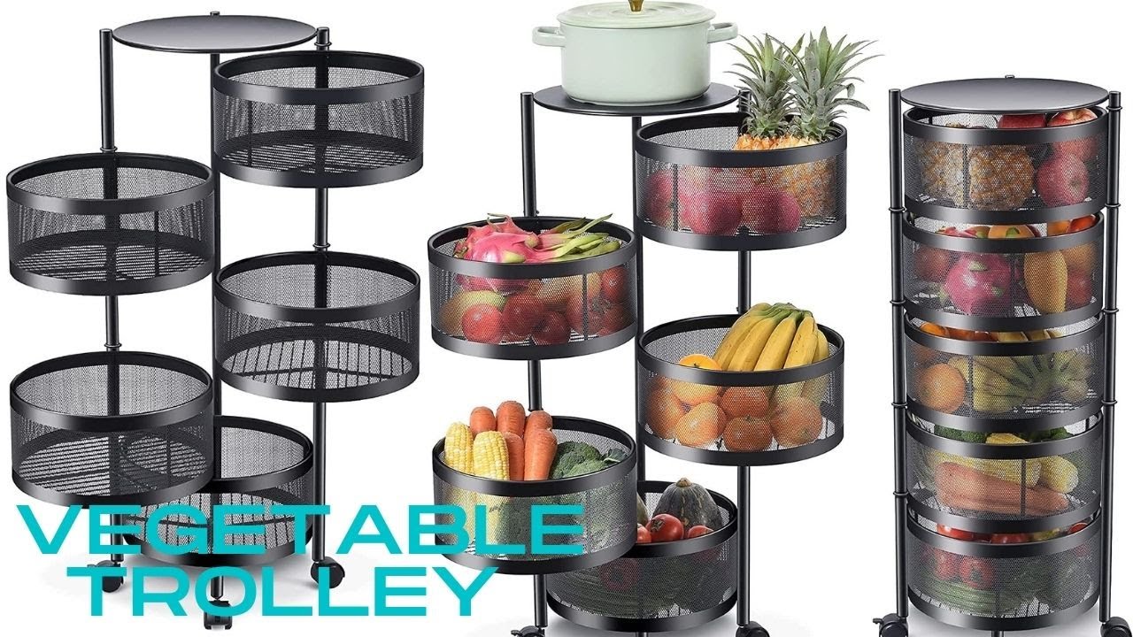 Unboxing Easy Portable Design Vegetable Trolley Unique Black Color