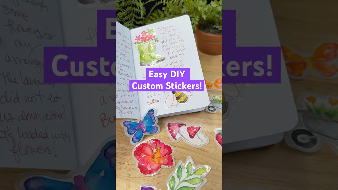 DIY stickers from watercolors + packing tape?! 🌺 Tutorial in bio! #stickers #giftideas #crafting