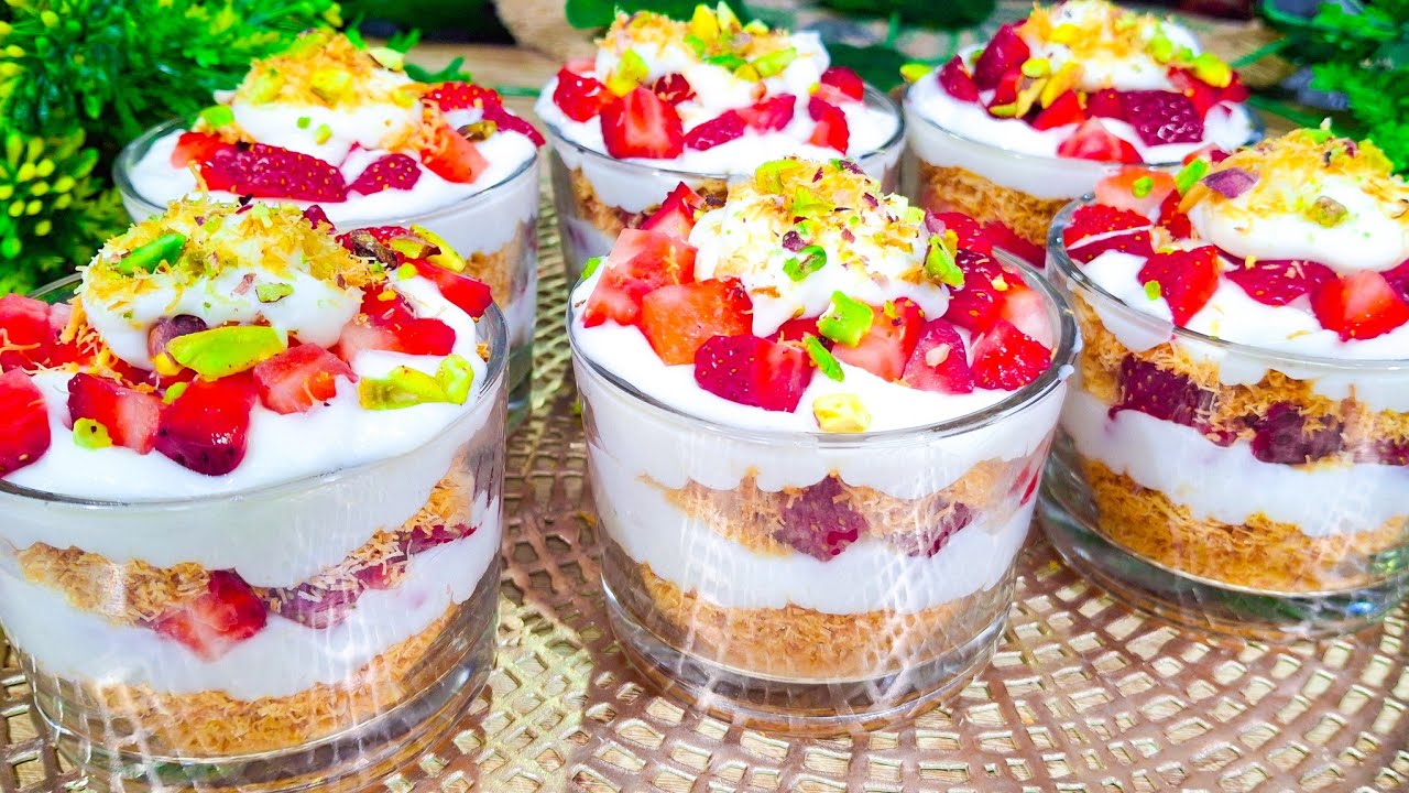 انسي الفرن والشربات❌ الكنافة بطريقه عبقريه🍓وصفه حلي روعه من كثر سهولتها هتحضريها كل يوم❗ حلويات سهله