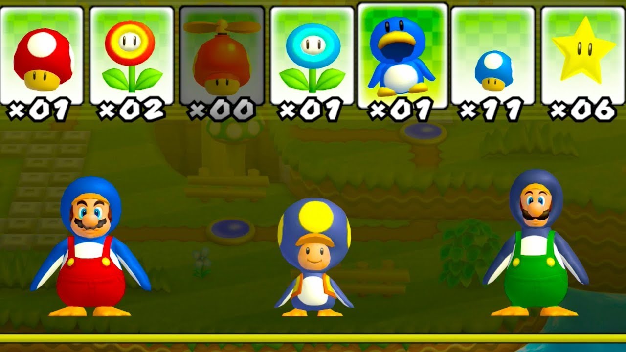 New Super Mario Bros. Wii – 3 Player Final Boss Walkthrough Co-Op