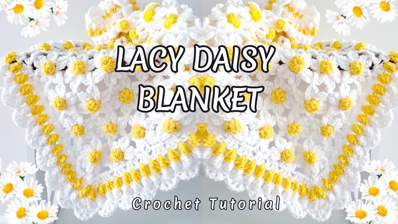 Beautiful Lacy Daisy Blanket Pattern, Floral Throw Afghan With Daisy Flower Crochet Motifs