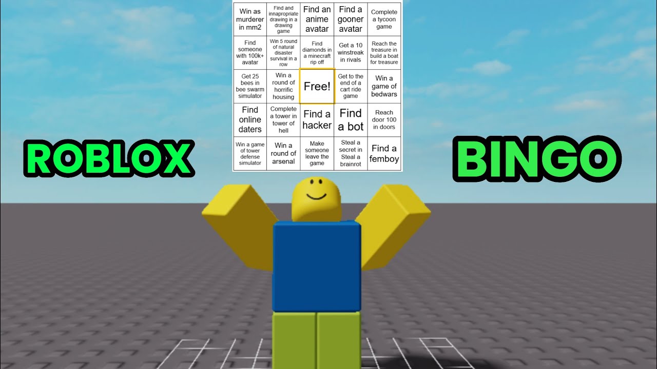 So I made my own bingo card in Roblox..