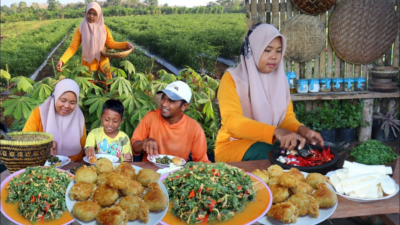 Terasa jaman dulu🥲Masak Daun singkong & perkedel singkong enak tiada duanya, masakan desa