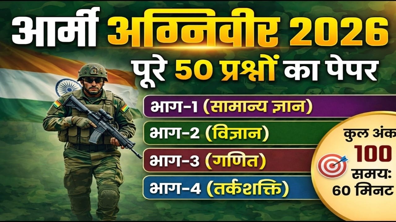Agniveer 2026 Paper Solution || Army Agniveer 2026 Original Paper Solution ||Agniveer Army Exam 2026