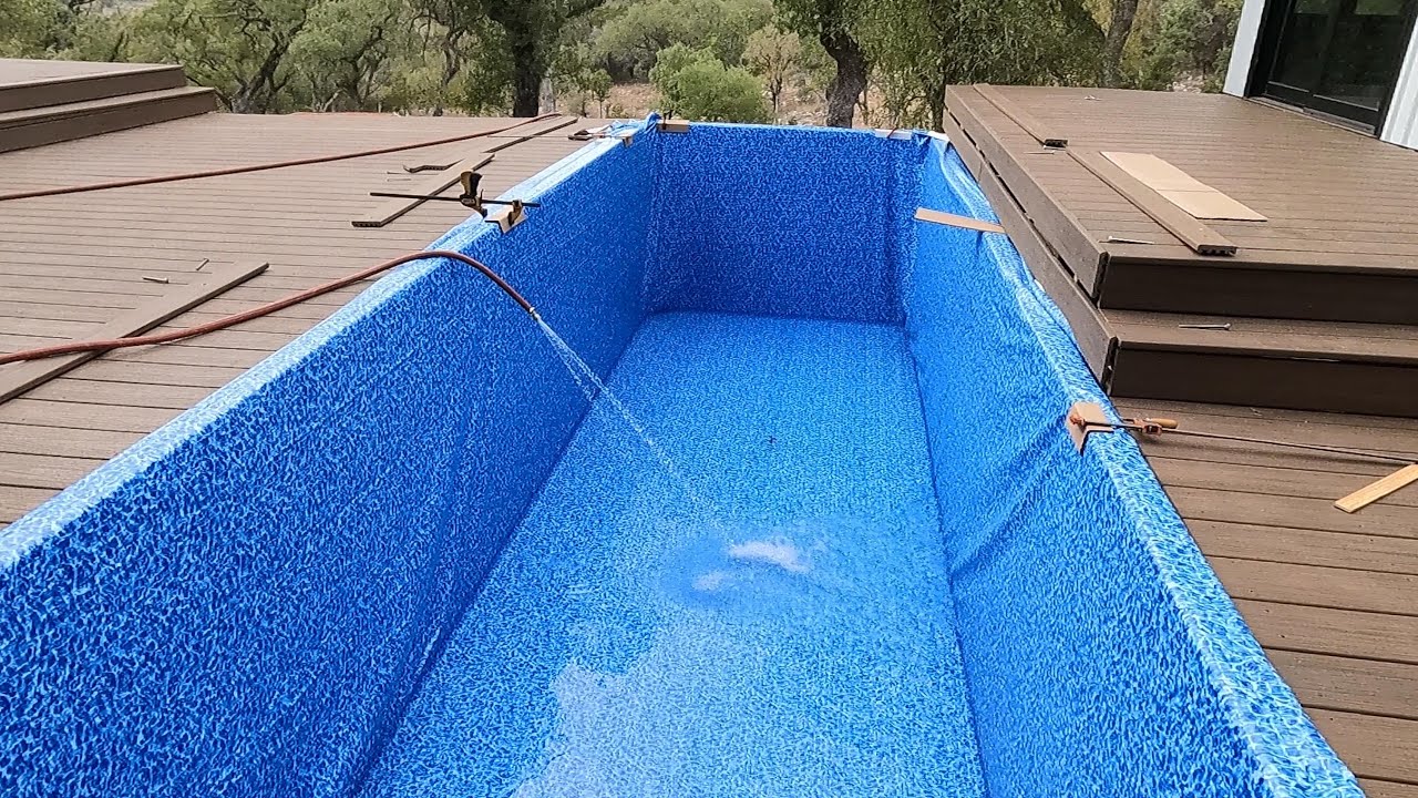 Dumpster Pool - setup and liner install