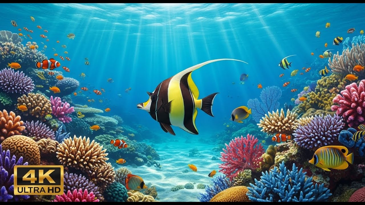 🐠 4K Coral Reef Aquarium – Peaceful Underwater Scenes with Meditation Music