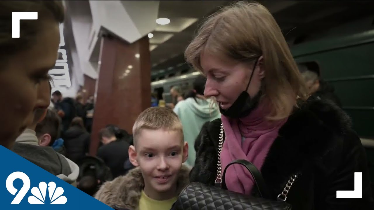 Ukraine: Mother, 2 small children seek shelter in subway station