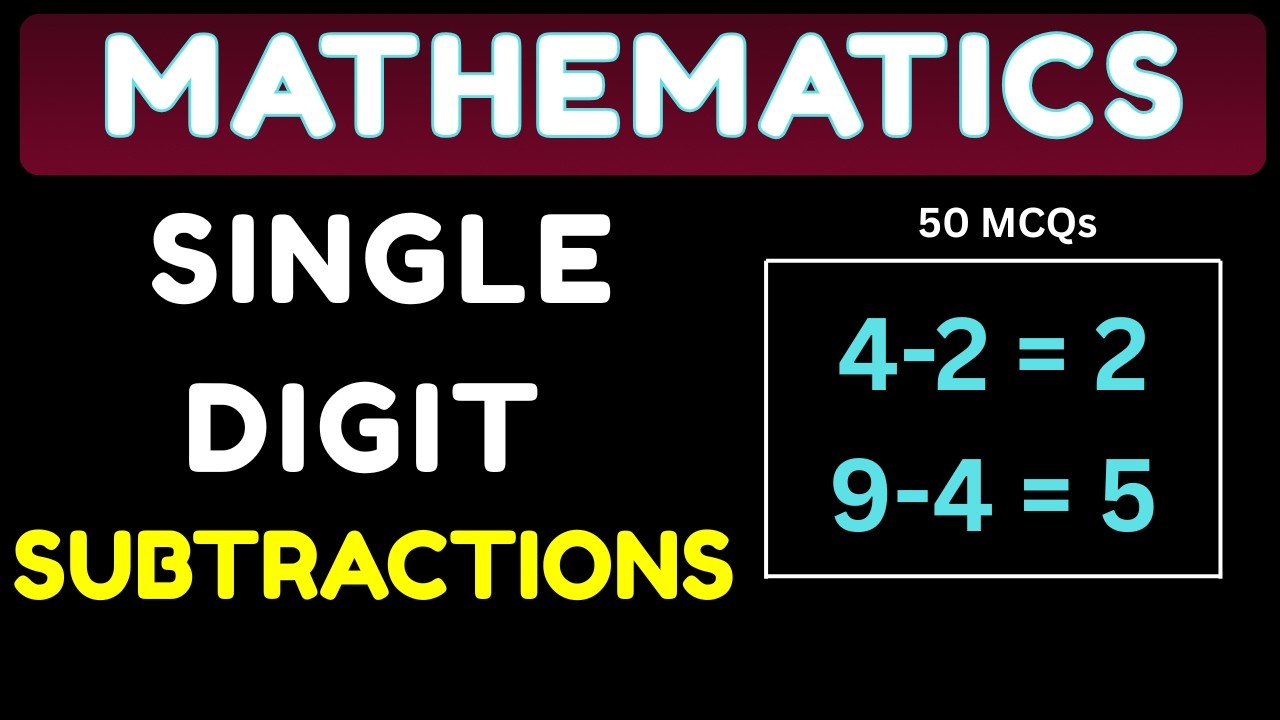 50 Single Digit Subtraction MCQs Challenge!