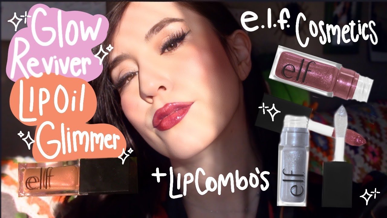 @elfcosmetics Glow Reviver Lip Oils Glimmer Finishes+ Winter Lip Combos! New Drugstore makeup!