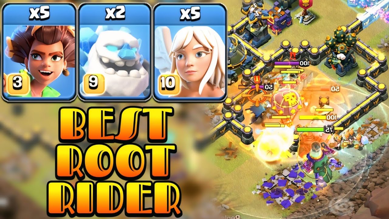 BEST TH17 Root Rider Attack Strategy!! Clash of Clans Th17 Attack Strategy | 5 Root Rider + 5 Healer