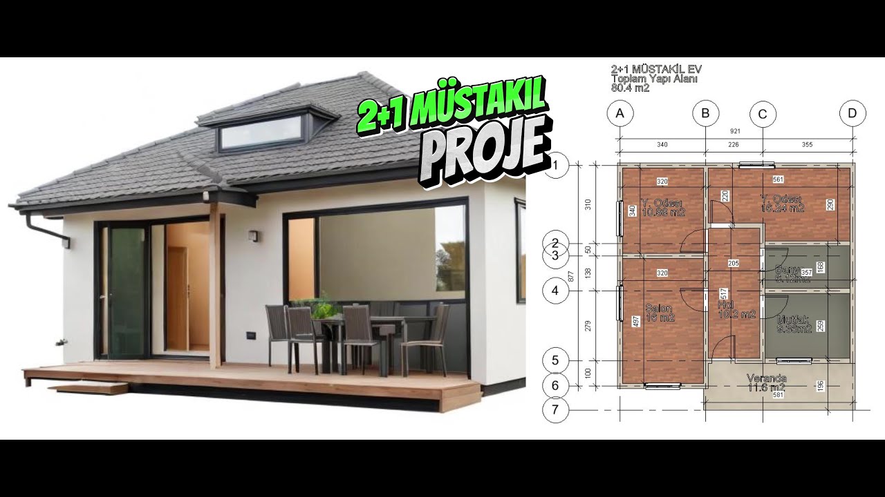 2+1 Müstakil Ev 80m2 |Mimari Proje