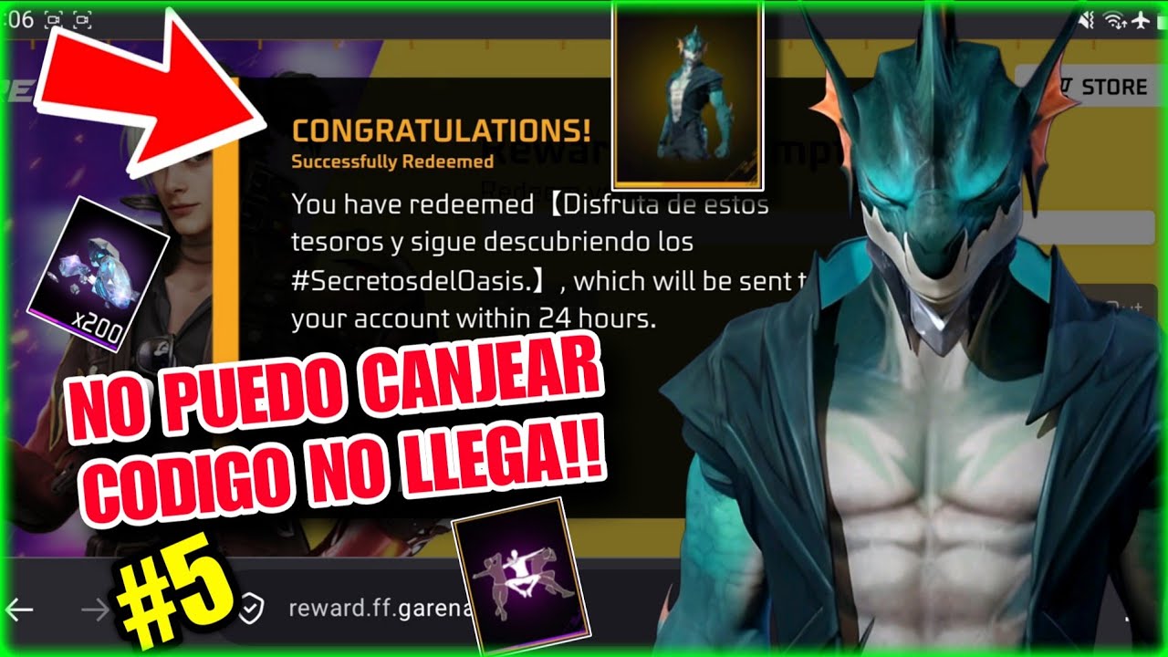 NUEVO CÓDIGO FREE FIRE HOY 🎁 Cómo CANJEAR EL codigo #5 DE SECRETOS del OASIS PREMIOS MONSTRUO GRATIS