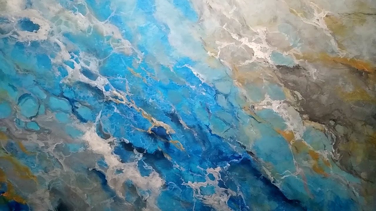 Cara Membuat Motif Marmer di Tembok || Blue Marble Pattern Paint || Step by Step