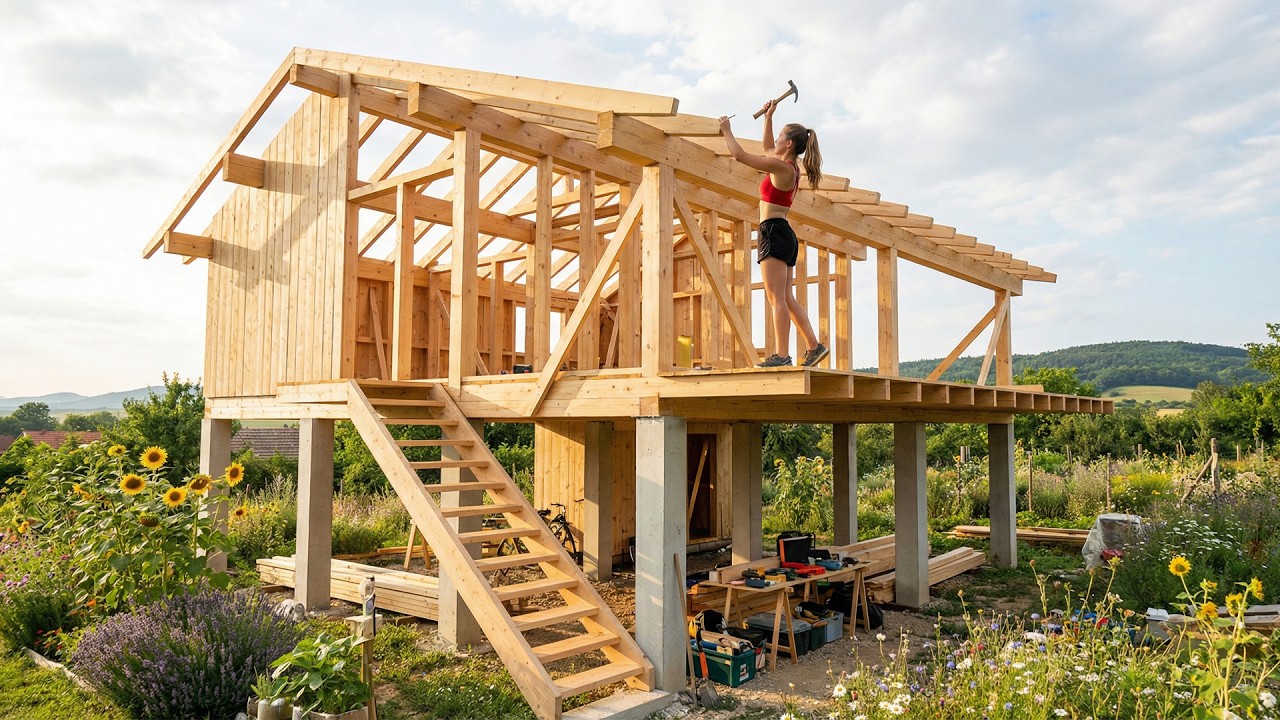Talented Young Girl Built Her Dream Wooden House with Her Own Hands in Just 128 Days.
