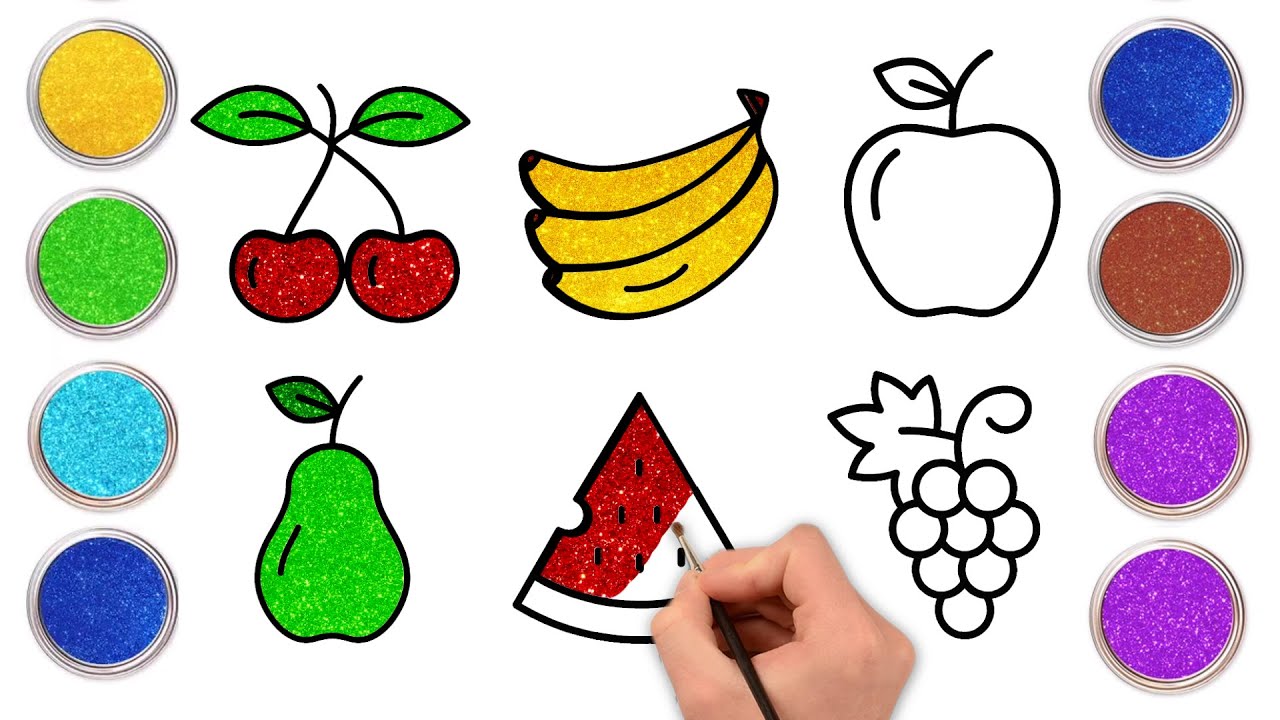 Healthy Fruits Drawing, Painting and Coloring for Kids & Toddlers | Learn How to Draw | Chiki Art