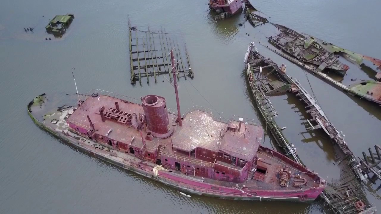 Arthur kill Boat Graveyard Staten Island.