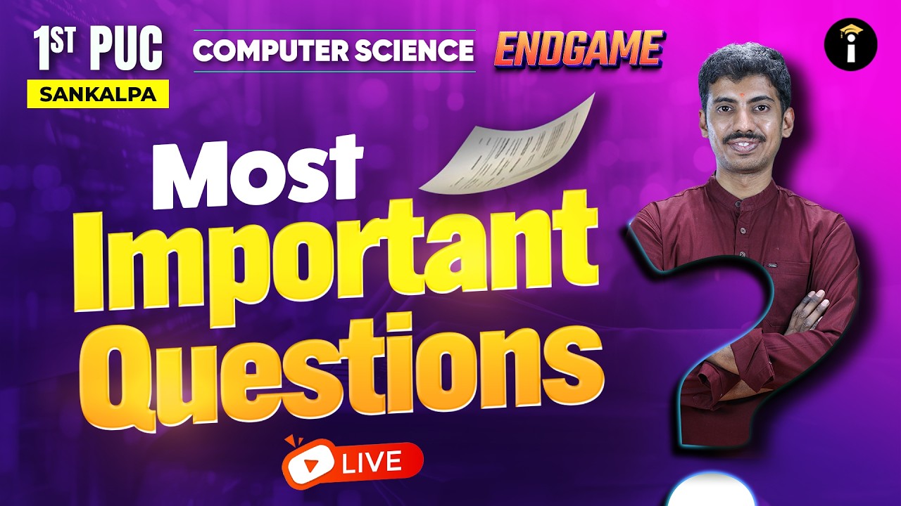 1st PUC Computer Science Most Expected MCQs LIVE 🔥 | Endgame for Final Exam Preparation