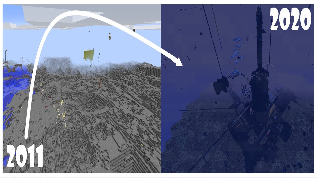 Evolution of 2b2t´s spawn region (2011-2020)