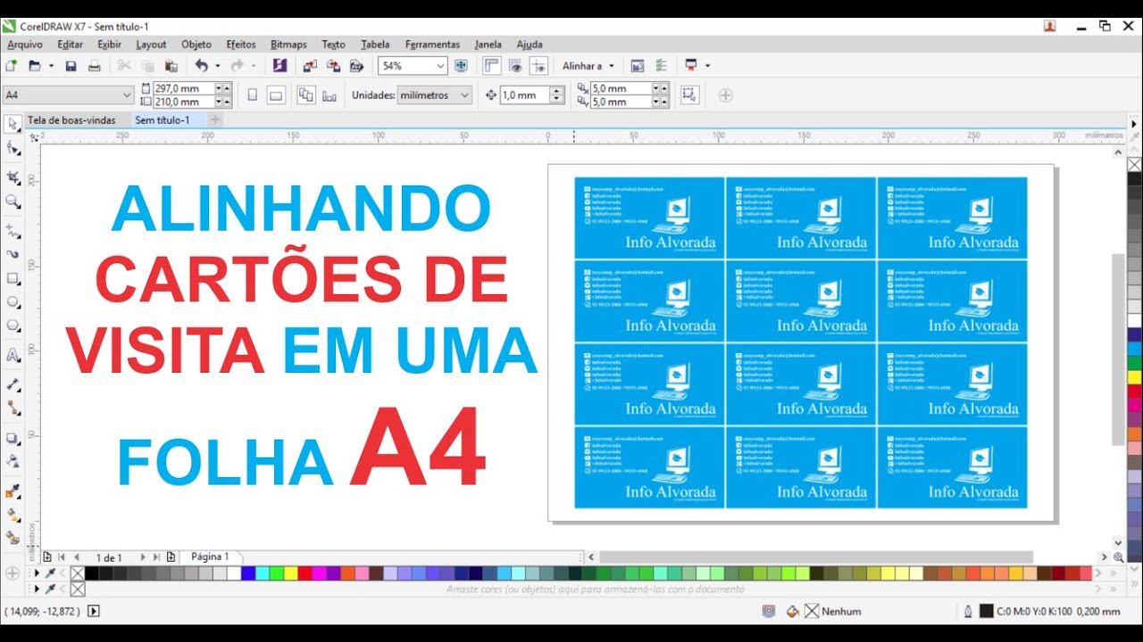 Corel Draw X7 - ALINHANDO CARTOES DE VISITA
