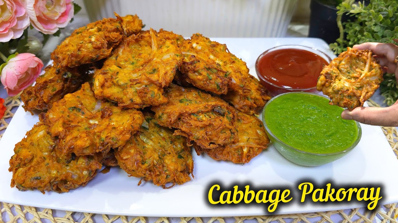 Cabbage Pakora Recipe | Crispy Lachhedar Cabbage Pakoda | Cabbage Onion Pakoda 