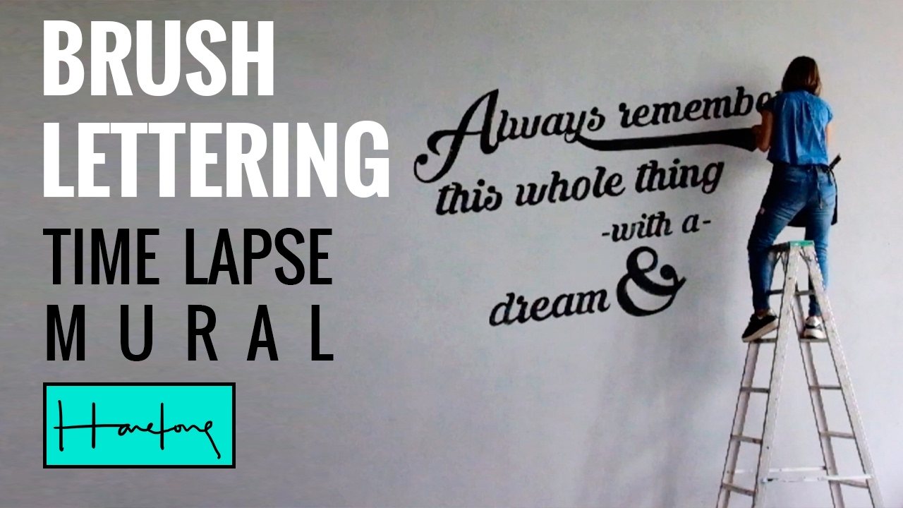 Brush Lettering on the wall!! Typography Mural by Haze Long