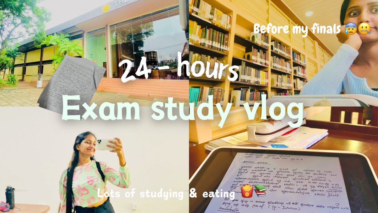 How i STUDY 24 hours BEFORE AN EXAM🔖 Library එකේ පාඩම් කරමුද? Productive STUDY VLOG,realistic 