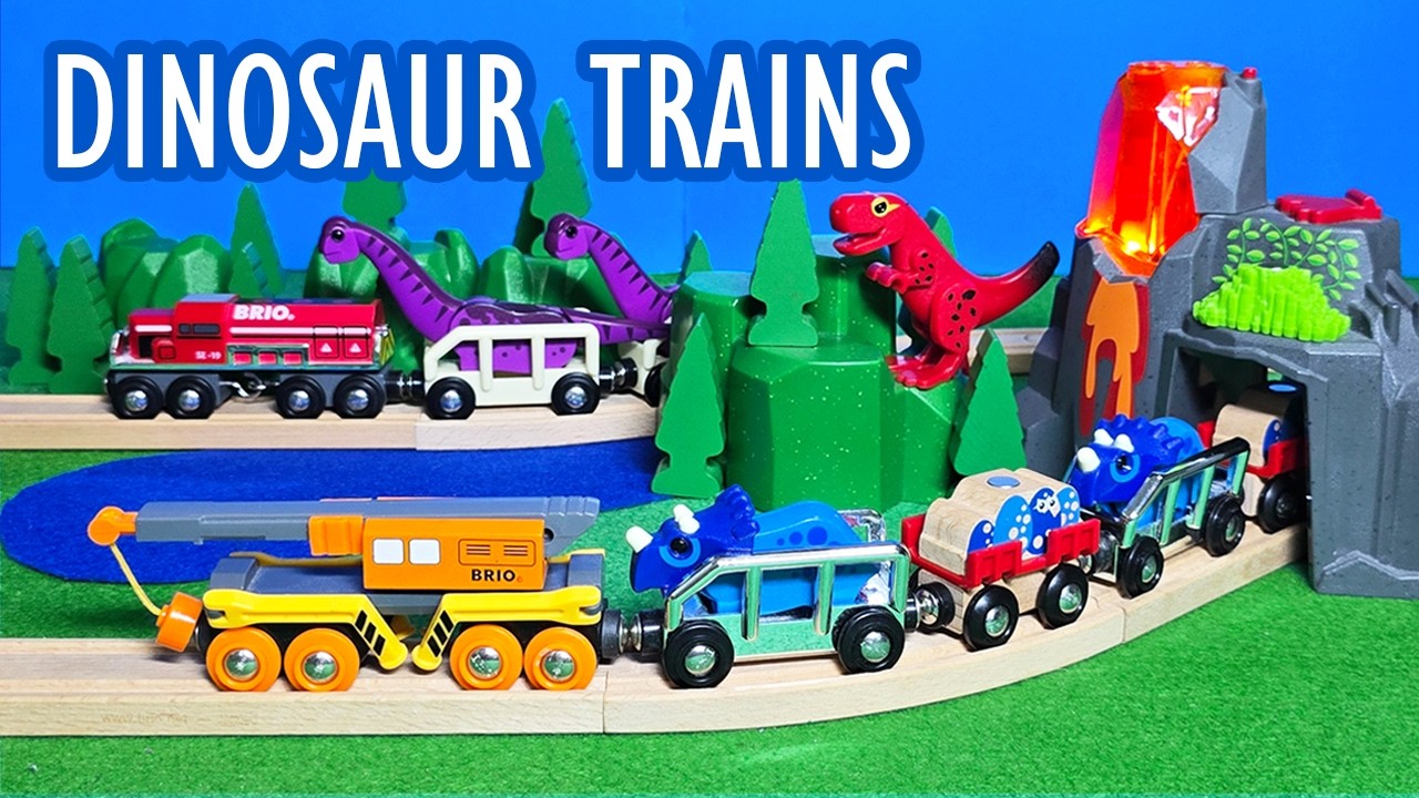 BRIO Dinosaur Trains in Action Wooden Train Video for Toddlers and Kids