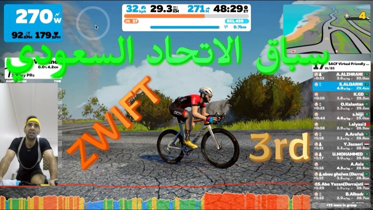 مشاركتي في سباق اتحاد الدراجات والمركز الخامس على الهواة #zwift