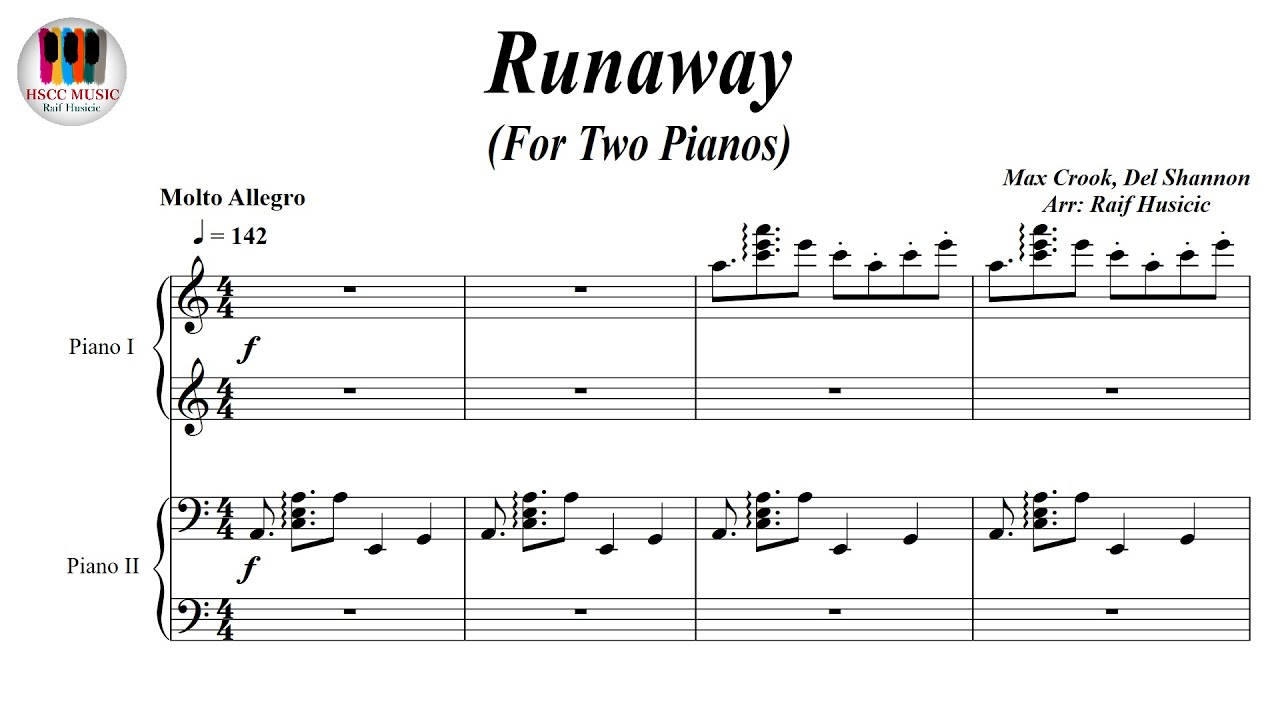 Runaway, For Two Pianos - Del Shannon, Piano Sheet Music, Piano Tutorial
