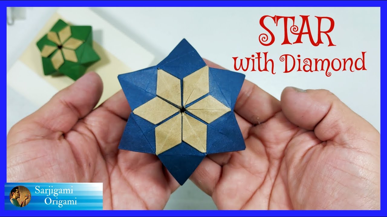 ORIGAMI STAR WITH DIAMOND (TUTORIAL) 일본어로 된 종이 접기 별 튜토리얼 | 折り紙スター