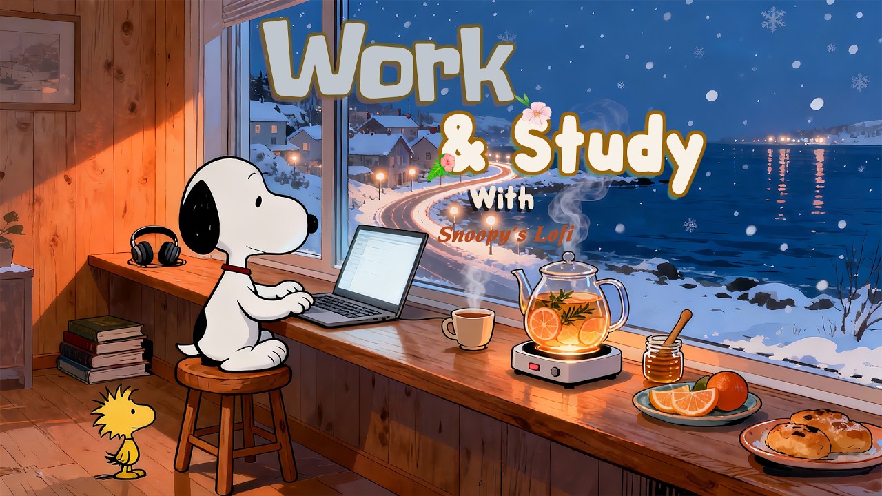 Late Night Lofi Music to Stay Focused ☕ Snoopy Jazz Mood for Calm Work & Study